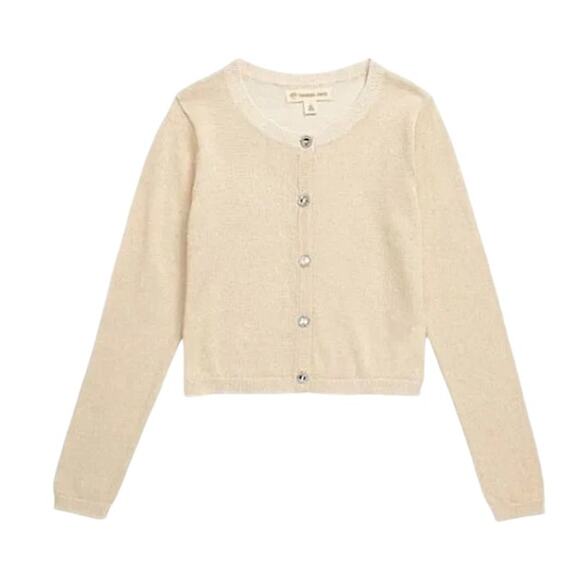 NWT Tucker + Tate Girls Cardigan Sweater Gold Metallic Jewel Glitter Size 2 - Picture 1 of 8